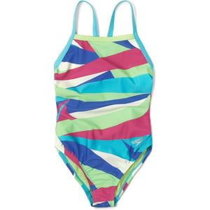 Speedo Girls Swimsuit One Piece Thin StrapsWavy Paradise Green