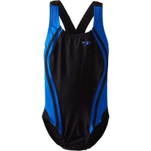 Speedo Girls Swimsuit One Piece Xtra Life Quantum Splice Solid YouthDiscontinuedBlackBlue