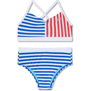 Speedo Girls Swimsuit Two Piece Bikini SetMariner Stripe Cobalt