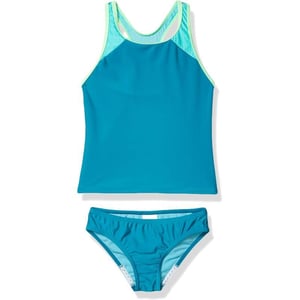 Speedo Girls Swimsuit Two Piece Tankini Mesh Thick StrapCapri Breeze Mesh