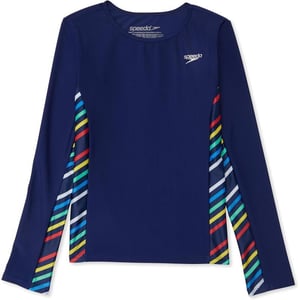 Speedo Girls Uv Swim Shirt Long Sleeve RashguardBlue Harmony Splice