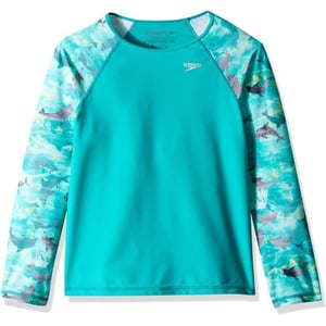 Speedo Girls Uv Swim Shirt Long Sleeve RashguardNew Turquoise