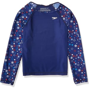 Speedo Girls Uv Swim Shirt Long Sleeve RashguardRedWhiteBlue