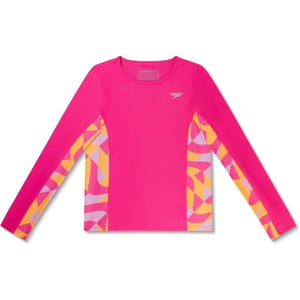 Speedo Girls Uv Swim Shirt Long Sleeve RashguardSliced Geo