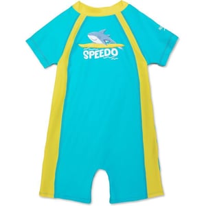 Speedo Kids Swimsuit One Piece Short Sleeve Rashguard Begin to Swim PrintCeramic