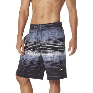 Speedo Mens Swim Trunk Knee Length Boardshort Active Flex EBoard PrintedBlackGrey