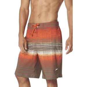 Speedo Mens Swim Trunk Knee Length Boardshort Active Flex EBoard PrintedCanteen Brown