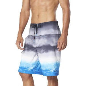 Speedo Mens Swim Trunk Knee Length Boardshort Active Flex EBoard PrintedDeep Steel