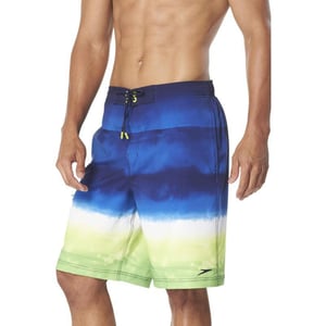 Speedo Mens Swim Trunk Knee Length Boardshort Active Flex EBoard PrintedNavyGreen