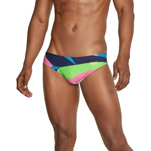 Speedo Mens Swimsuit Brief Creora Highclo PrintedDrift Acid Lime