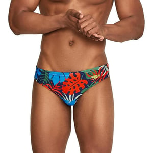 Speedo Mens Swimsuit Brief Creora Highclo PrintedPalm Dark Ivy