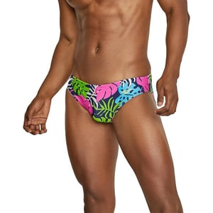 Speedo Mens Swimsuit Brief Creora Highclo PrintedPalm Green Gecko