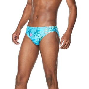 Speedo Mens Swimsuit Brief Creora Highclo PrintedParadise Blue Atoll