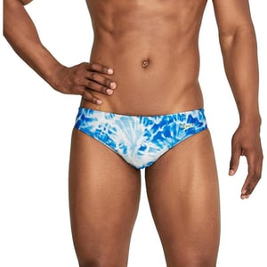 Speedo Mens Swimsuit Brief Creora Highclo PrintedTides WhiteBlue