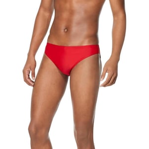 Speedo Mens Swimsuit Brief PowerFlex Eco SolarLogo High Risk Red