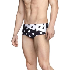 Speedo Mens Swimsuit Euro Brief Endurance PrintedBlackWhite