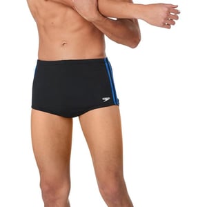 Speedo Mens Swimsuit Square Leg Poly Mesh Training SuitBlackBlue