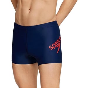 Speedo Mens Swimsuit Square Leg PrintedLogo Speedo Navy