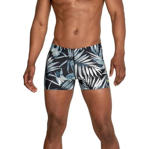 Speedo Mens Swimsuit Square Leg PrintedPalm BlackGrey