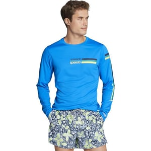 Speedo Mens Uv Swim Shirt Graphic Long Sleeve TeeBlue Lemonade