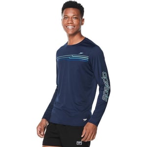 Speedo Mens Uv Swim Shirt Graphic Long Sleeve TeeHorizon Peacoat