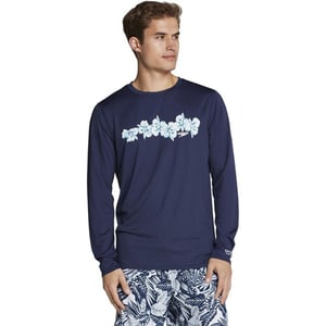 Speedo Mens Uv Swim Shirt Graphic Long Sleeve TeePeacoat