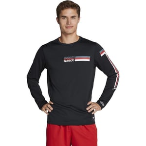 Speedo Mens Uv Swim Shirt Graphic Long Sleeve TeeSpeedo Black