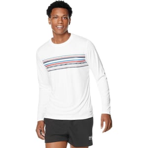 Speedo Mens Uv Swim Shirt Graphic Long Sleeve TeeStripe Bright White