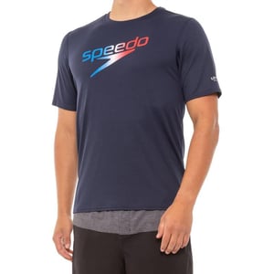 Speedo Mens Uv Swim Shirt Graphic Short Sleeve TeePeacoat