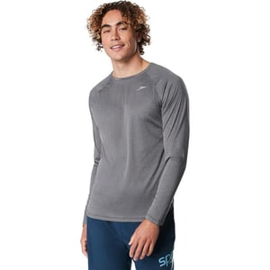 Speedo Mens Uv Swim Shirt Long Sleeve Fitness RashguardBlack Heather