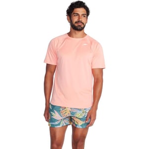 Speedo Mens Uv Swim Shirt Short Sleeve Fitness RashguardCupid Coral