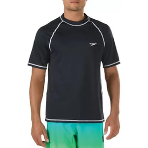 Speedo Mens Uv Swim Shirt Short Sleeve Loose Fit Easy TeeDiscontinuedBlackGrey 2019