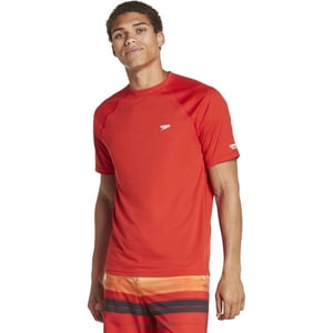 Speedo Mens Uv Swim Shirt Short Sleeve Regular Fit SolidSpeedo Red