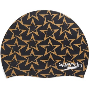 Speedo UnisexAdult Swim Cap Silicone Elastomeric  Manufacturer DiscontinuedBLACKGOLD STAR