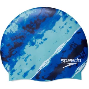 Speedo UnisexAdult Swim Cap Silicone Elastomeric  Manufacturer DiscontinuedBlue Atoll Multi