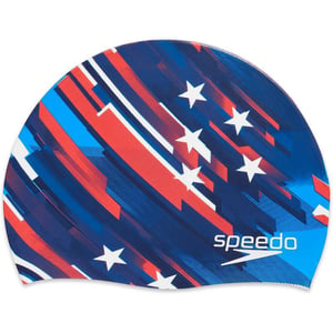 Speedo UnisexAdult Swim Cap Silicone Elastomeric  Manufacturer DiscontinuedREDWHITEBLUE