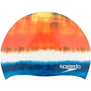 Speedo UnisexAdult Swim Cap Silicone Elastomeric  Manufacturer DiscontinuedTieDye Orange