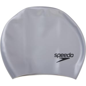 Speedo UnisexAdult Swim Cap Silicone Long HairSilver