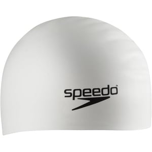 Speedo UnisexAdult Swim Cap Silicone Long HairWhite