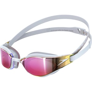 Speedo UnisexAdult Swim Goggles Mirrored Fastskin Hyper EliteWhiteOxid GreyRose Gold