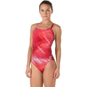 Speedo Womens Endurance Ice Flow Drill Back SwimsuitRed