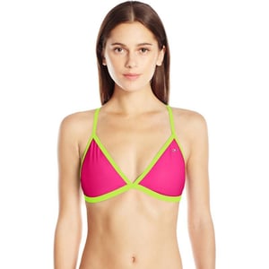 Speedo Womens Endurance Lite Solid Triangle Tie Back Bikini TopElectric PinkGreen