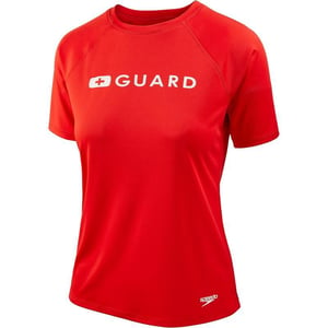 Speedo Womens Guard Uv Swim Shirt Short Sleeve RashguardSpeedo Red