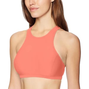 Speedo Womens High Neck Top Bikini Top black SmallVibrant Coral