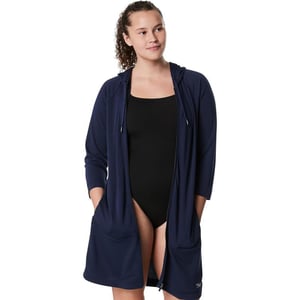 Speedo Womens Hooded Aquatic Fitness Robe and CoverUp with Full Front ZipPeacoat