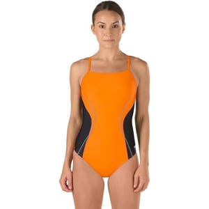 Speedo Womens Power Flex Eco Revolve Splice Energy Back One Piece SwimsuitSpeedo Orange