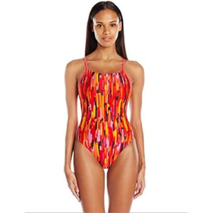 Speedo Womens Pro lt Rainbow dust Free Back one Piece SwimsuitRio Dreams Atomic Red