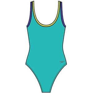 Speedo Womens Swimsuit One Piece Contrast Binding High CutCeramic