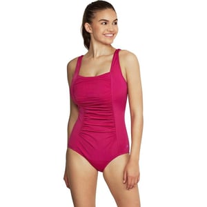 Speedo Womens Swimsuit One Piece Endurance Shirred Tank Moderate CutFestival Fuchsia