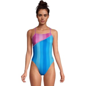 Speedo Womens Swimsuit One Piece Endurance Turnz Tie Back PrintedBlue